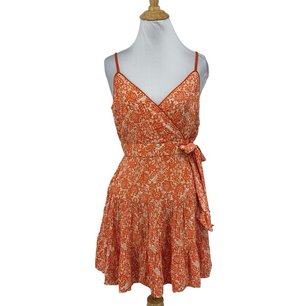 Band‎ of the Free / Free People Mini Wrap Dress Size Small Boho Floral Tie Waist